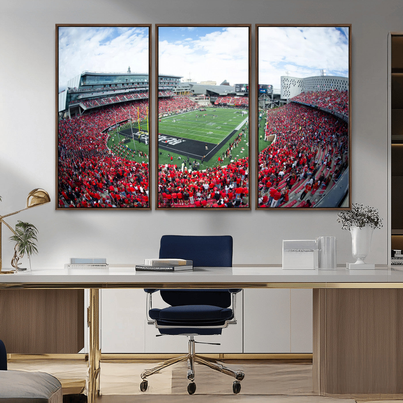 MGV-FC-48X32-3P - Cincinnati Bearcats Football Team Print - Nippert Stadium Wall Art Canvas Print