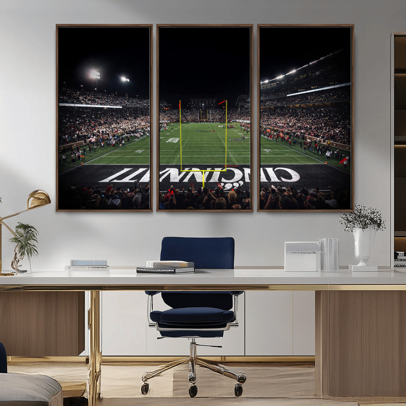 MGV-FC-48X32-3P - Cincinnati Bearcats Football Team Print - Nippert Stadium Wall Art Canvas Print