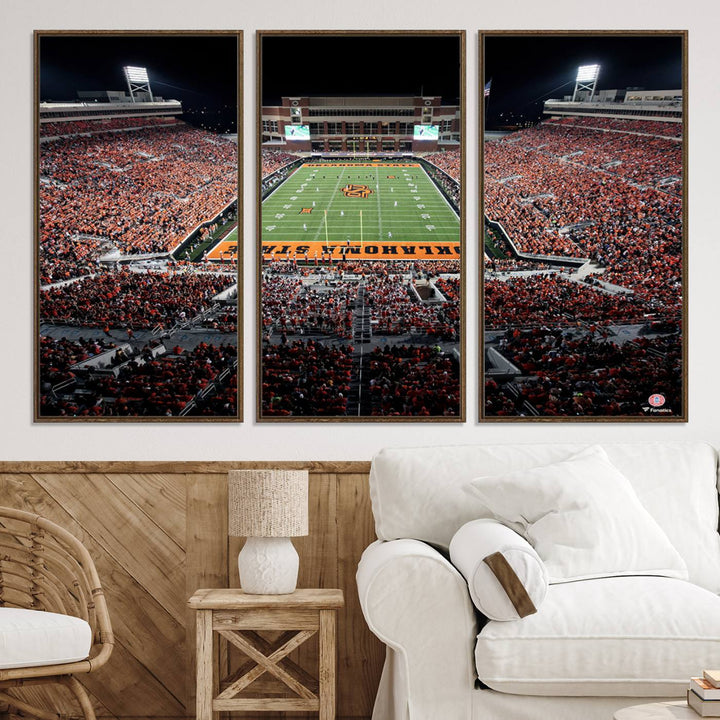 Oklahoma State Cowboys Canvas Print, Football Team Print - Stillwater Boone Pickens Stadium Wall Art Canvas Print