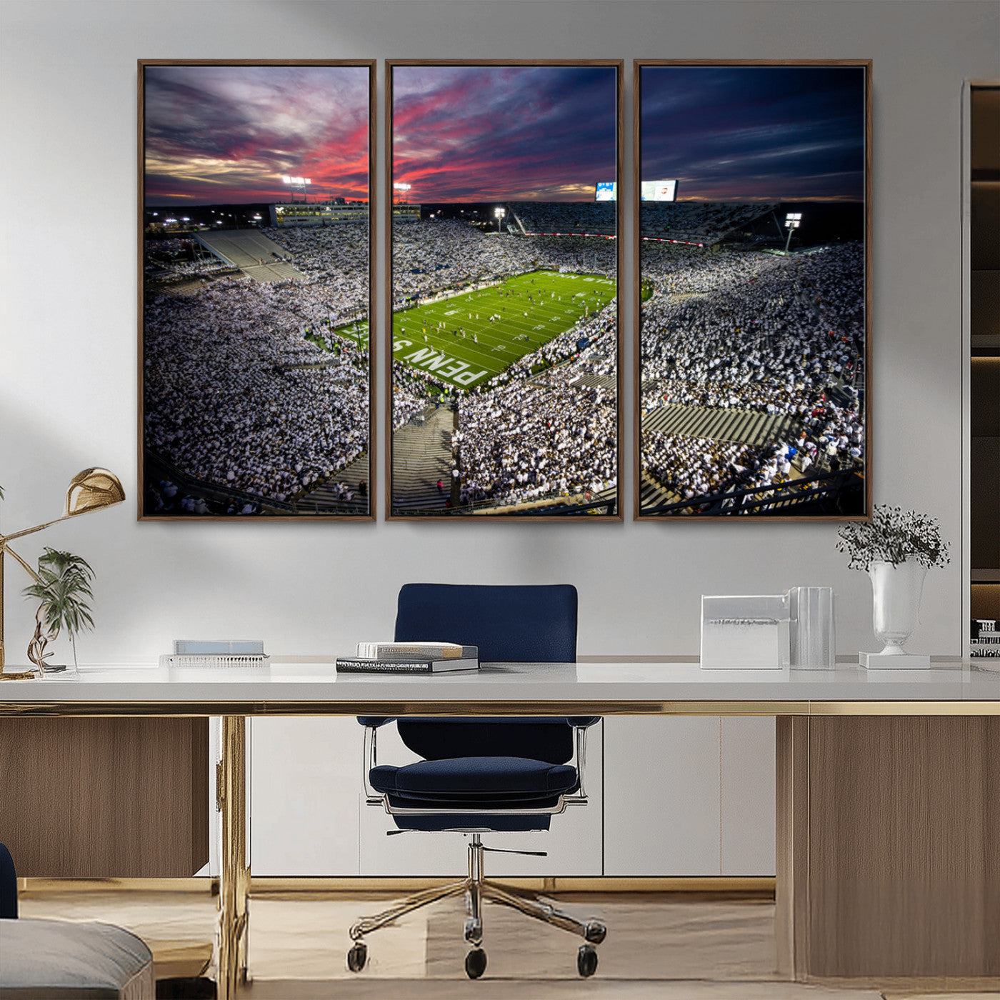 MGV-FC-48X32-3P - Penn State Nittany Lions Football Team Print - University Park Beaver Stadium Art Canvas Print