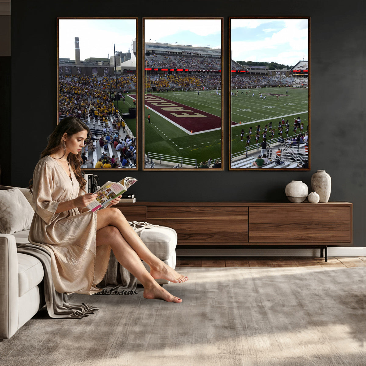 61503-MGV-CV-36X24 - Boston College Eagles Football Team Print - Boston Alumni Stadium Wall Art Canvas Print