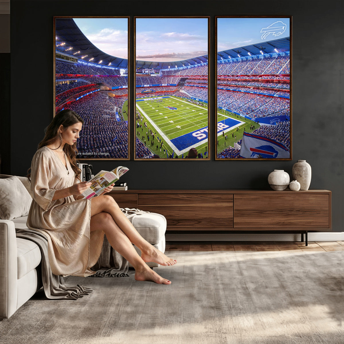 57873-MGV-CV-36X24 - Buffalo Bills Football Team Print Canvas - Buffalo Highmark Stadium Wall Art Canvas Print
