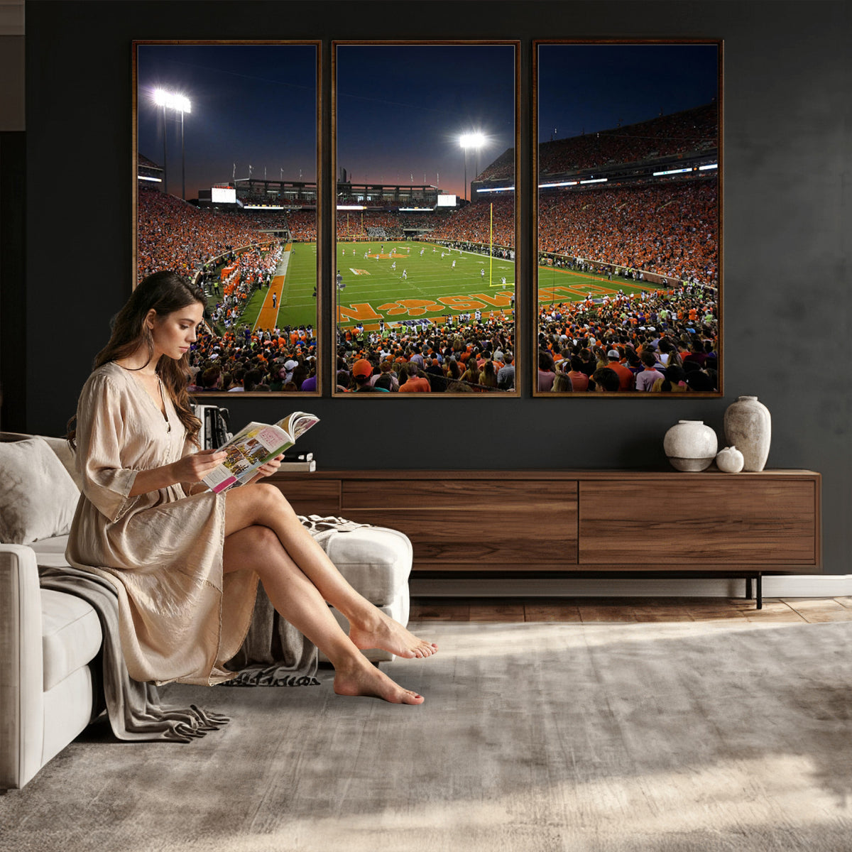 32340-MGV-CV-36X24 - Clemson University Tigers Art Print, Football Team Print