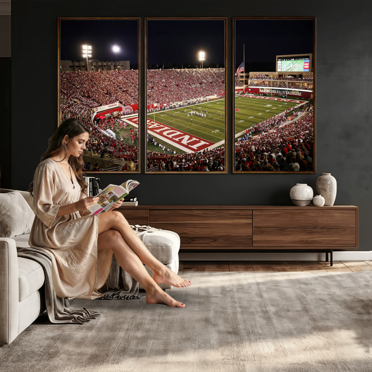 82748-MGV-CV-36X24 - Indiana University Hoosiers Football Team Print Canvas, Framed and Ready to Hang