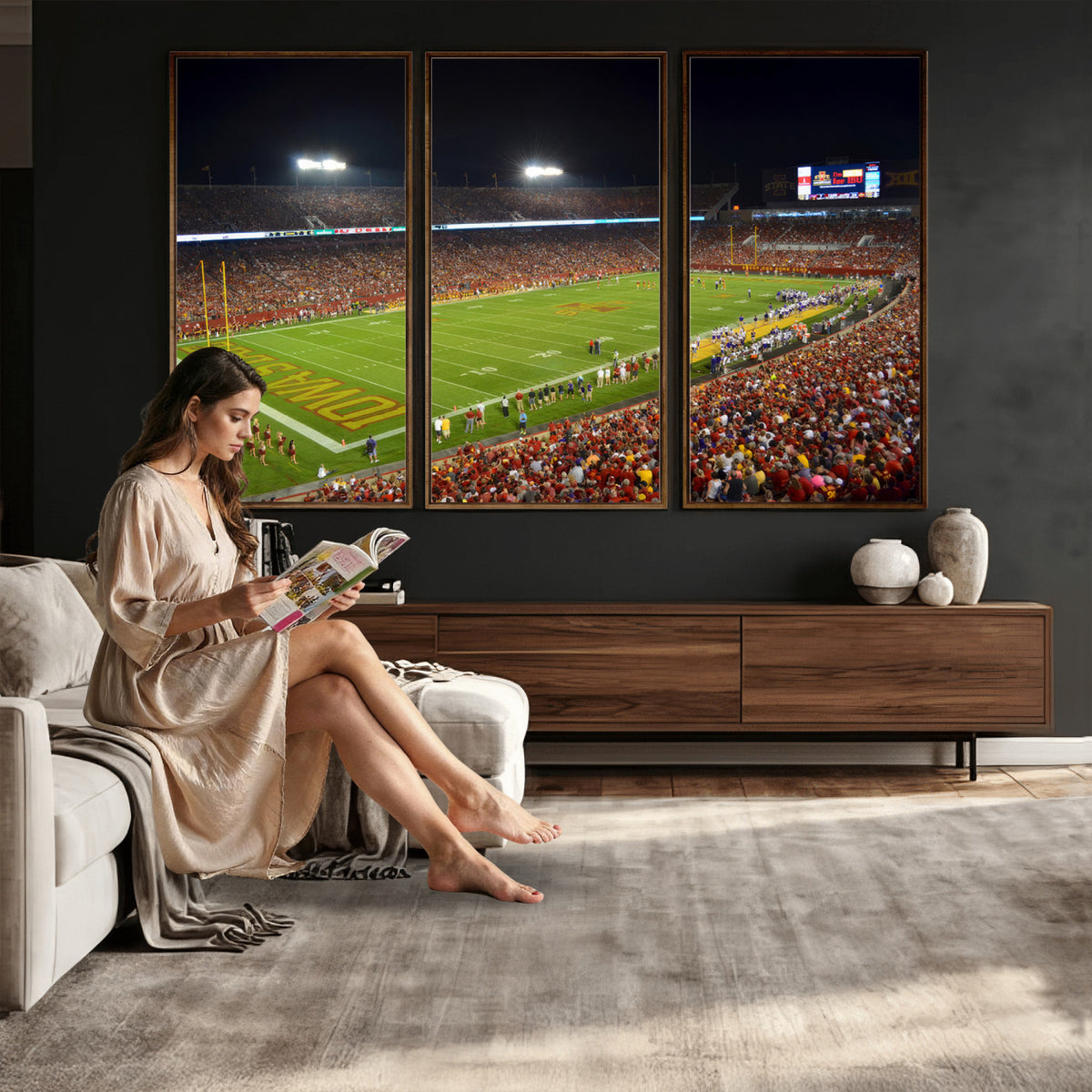 27211-MGV-CV-36X24 - Iowa State University Cyclones Football Team Print, Ames, Extra Large Game Room Wall Decor