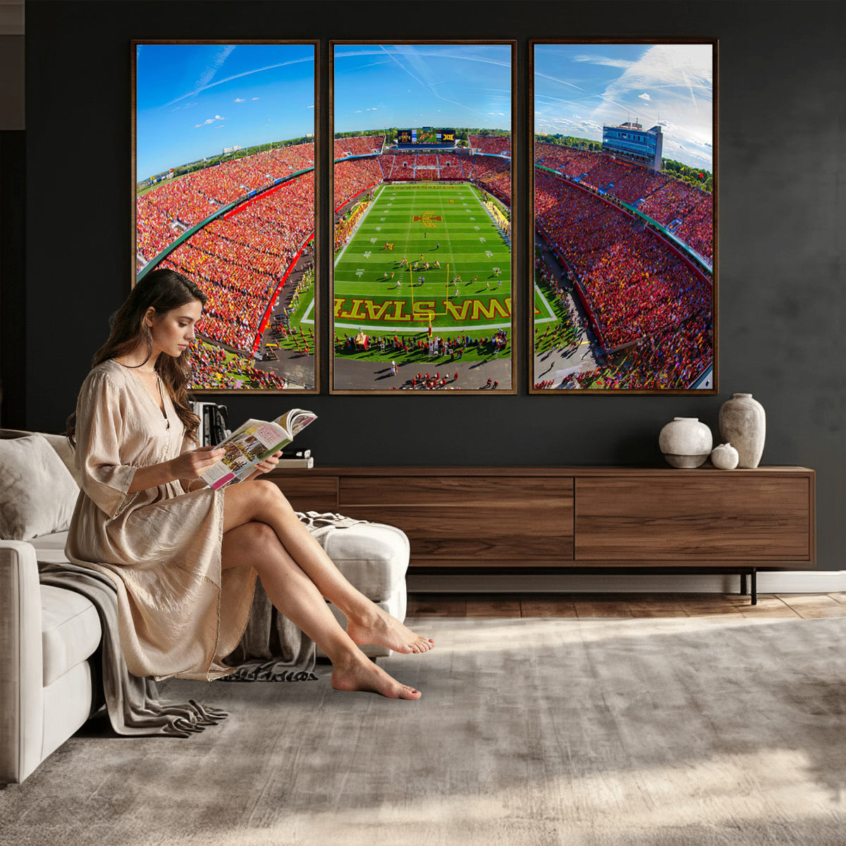 36706-PAN-FL-20X10 - Iowa State University Cyclones Football Team Print - Ames Jack Trice Stadium Art Canvas Print