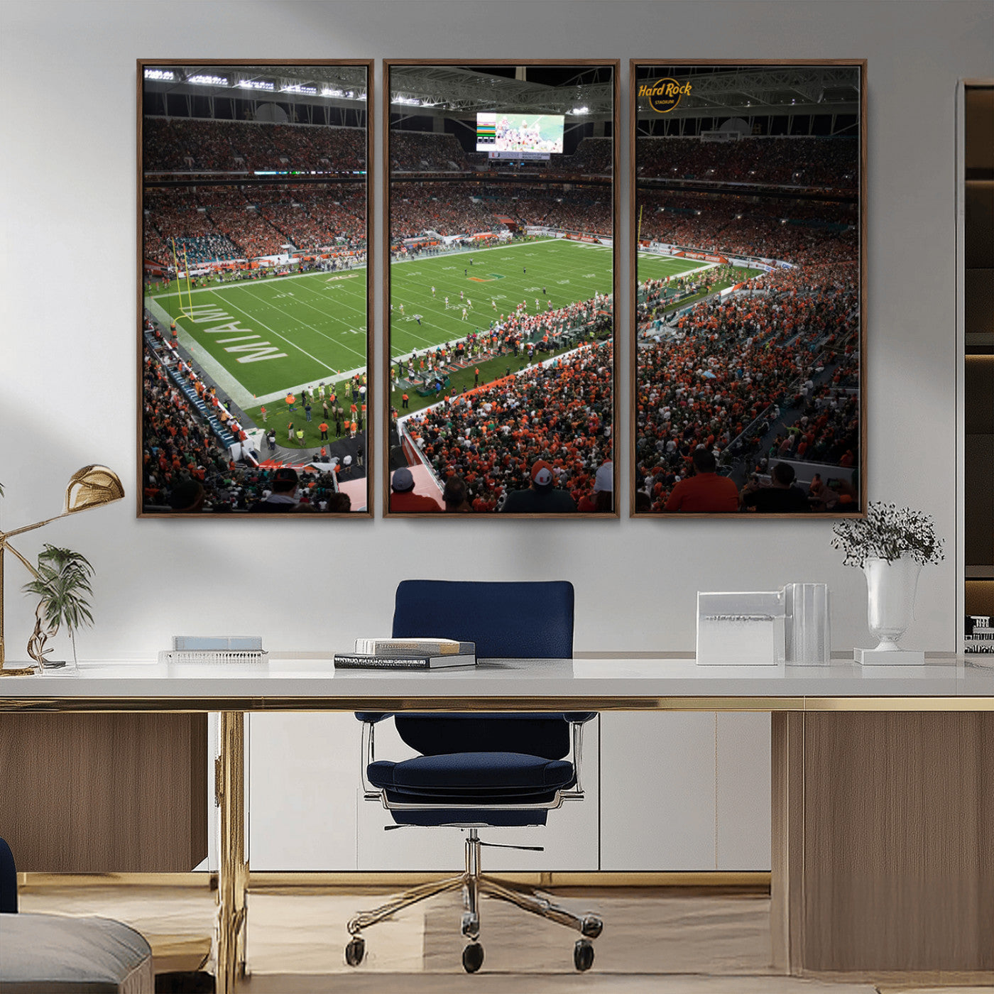 MGV-FC-48X32-3P - Miami Hurricanes Football Team Print Canvas- Miami Hard Rock Stadium Wall Art Canvas Print