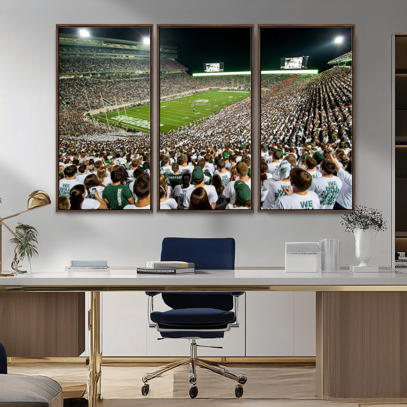MGV-FC-48X32-3P - Michigan State Spartans Football Canvas Print - East Lansing Spartan Stadium Wall Art Canvas Print