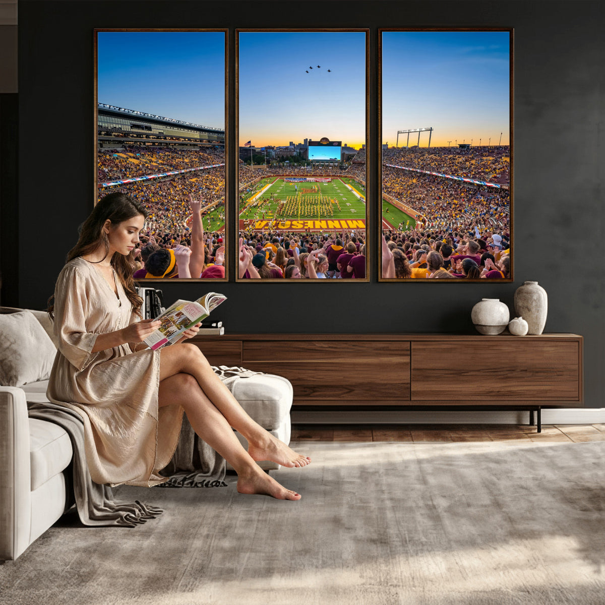 84421-MGV-CV-36X24 - University of Minnesota Golden Gophers Art Print, Football Team Print - Minneapolis Huntington Bank