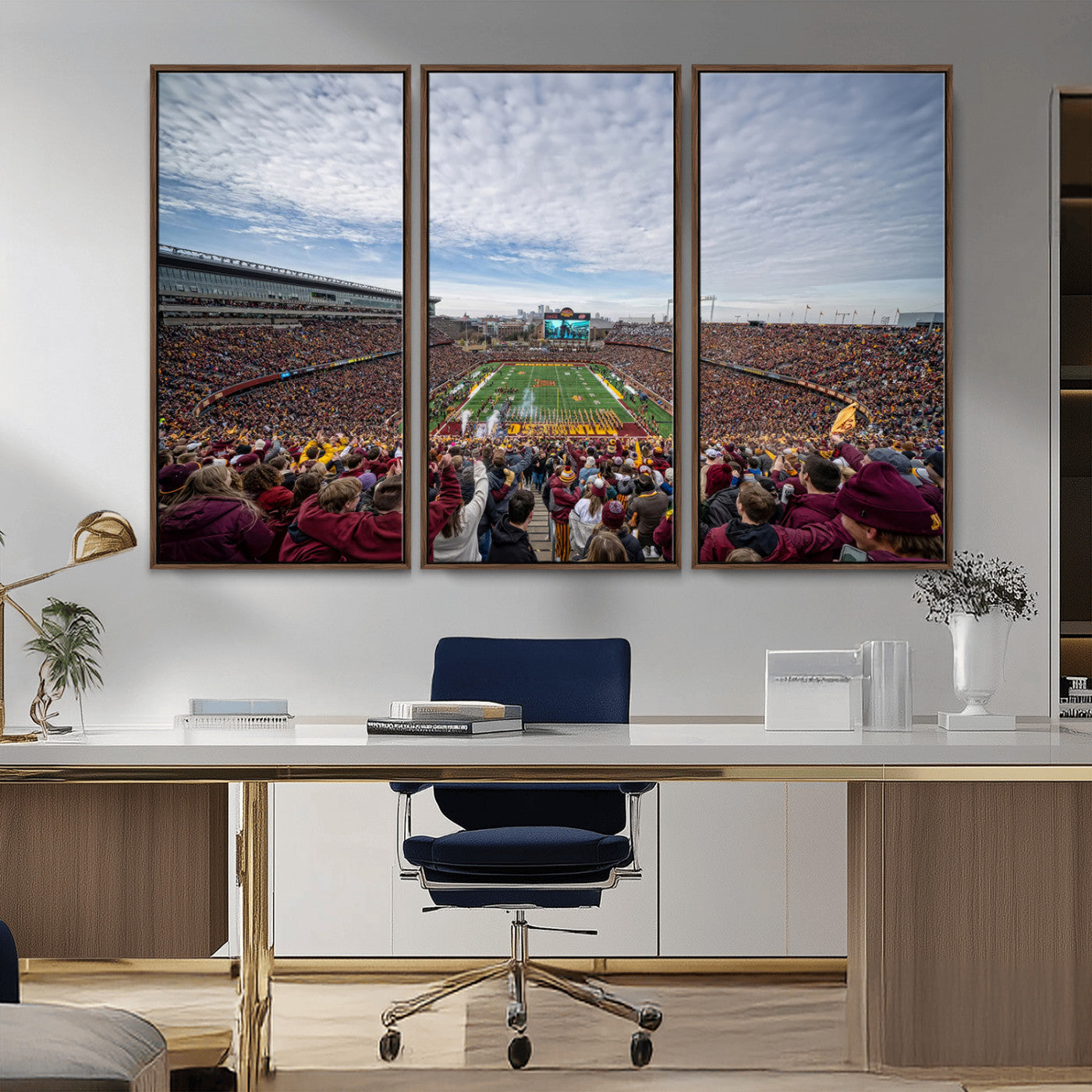 MGV-FC-48X32-3P - University of Minnesota Golden Gophers Football Team Print - Minneapolis Huntington Bank Stadium Art