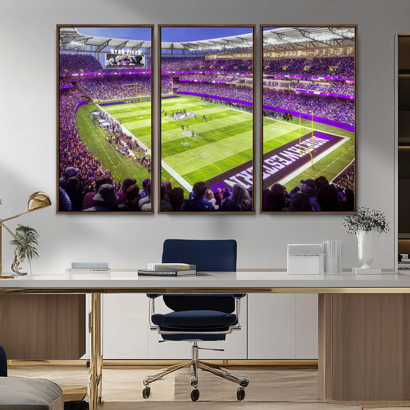 MGV-FC-48X32-3P - Northwestern University Wildcats Football Team Print - Evanston Ryan Field Wall Art Canvas Print