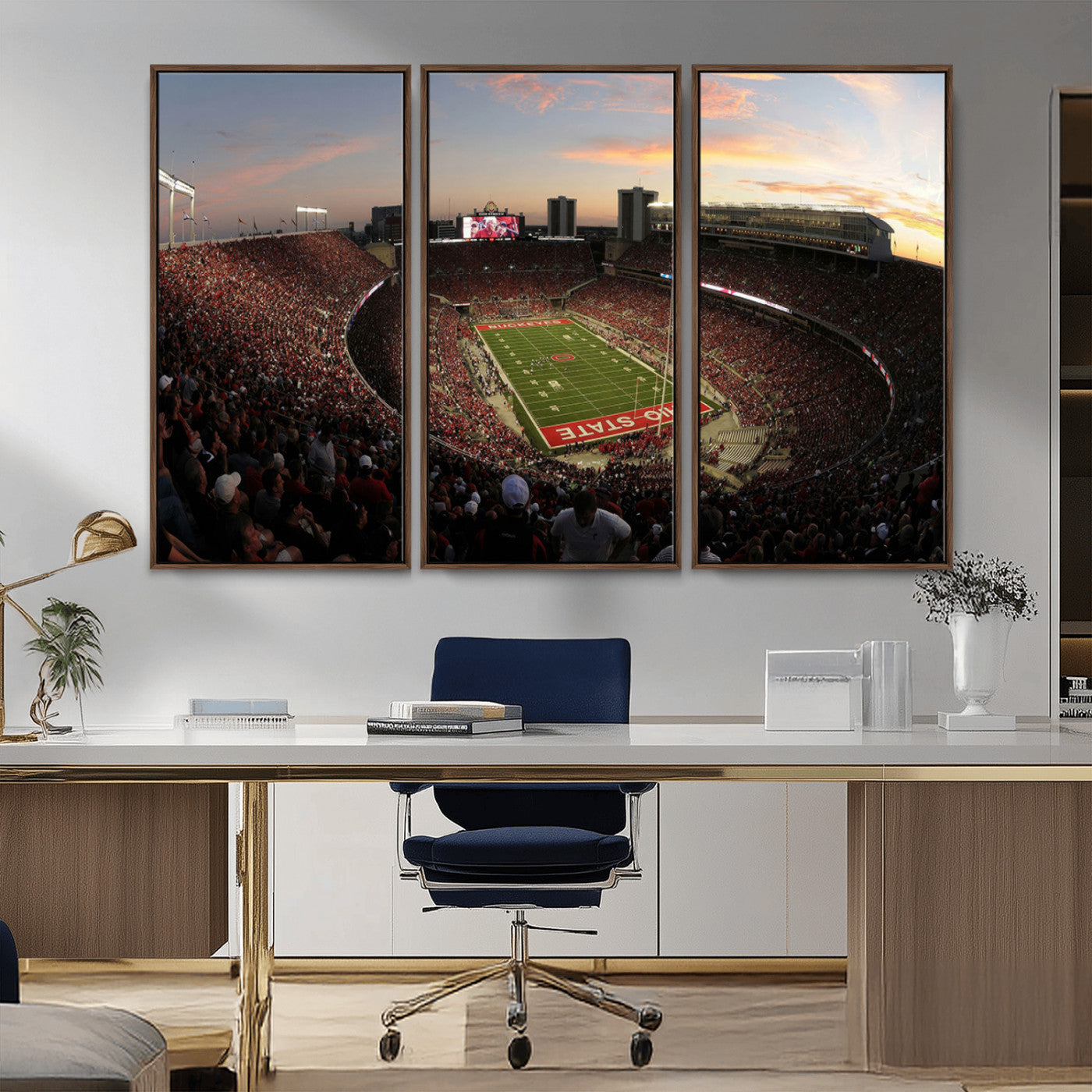 MGV-FC-48X32-3P - Ohio State University Buckeyes Football Team Print - Columbus Ohio Stadium Wall Art Canvas Print