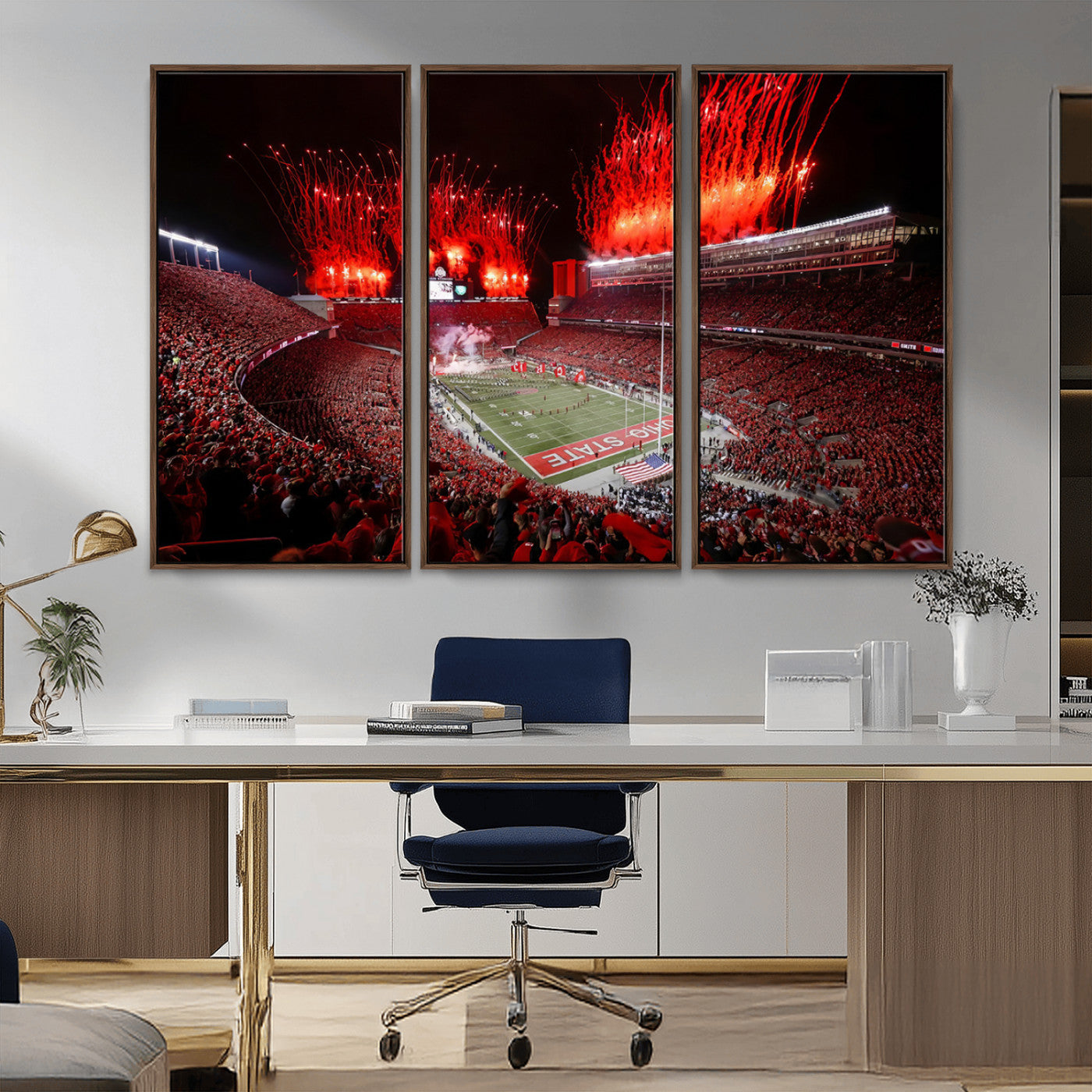 MGV-FC-48X32-3P - Ohio State University Buckeyes Football Team Print - Columbus Ohio Stadium Wall Art Canvas Print