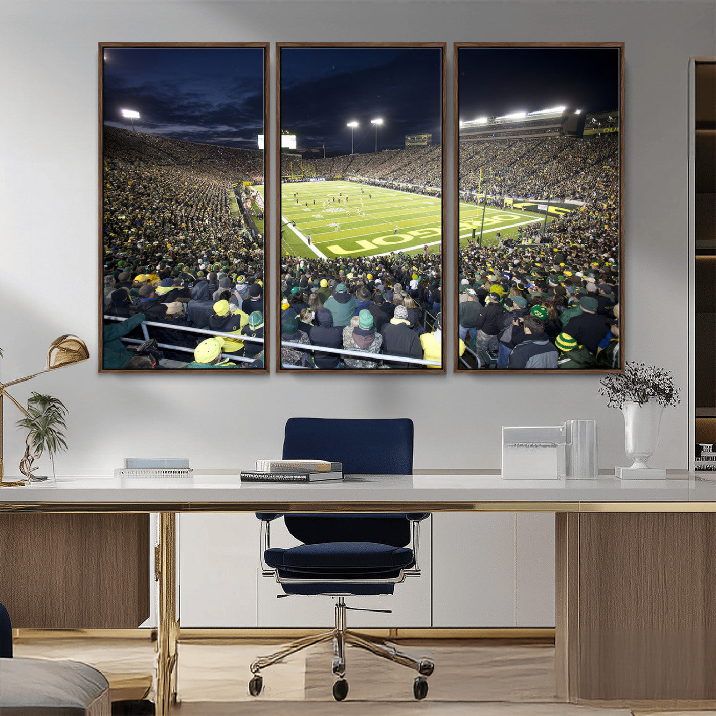 MGV-FC-48X32-3P - University of Oregon Ducks Football Team Print - Eugene Autzen Stadium Wall Art Canvas Print