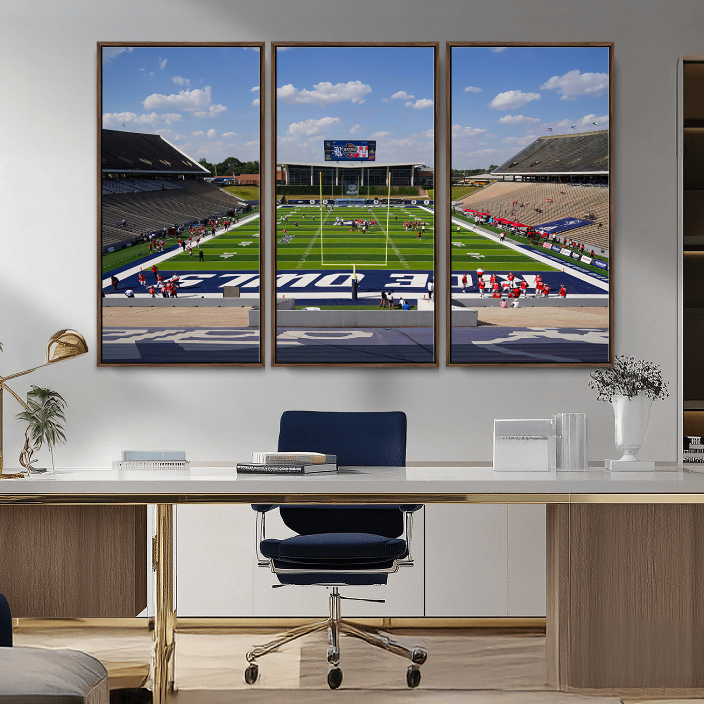 MGV-FC-48X32-3P - Rice University Owls Football Team Print - Houston Rice Stadium Wall Art Canvas Print