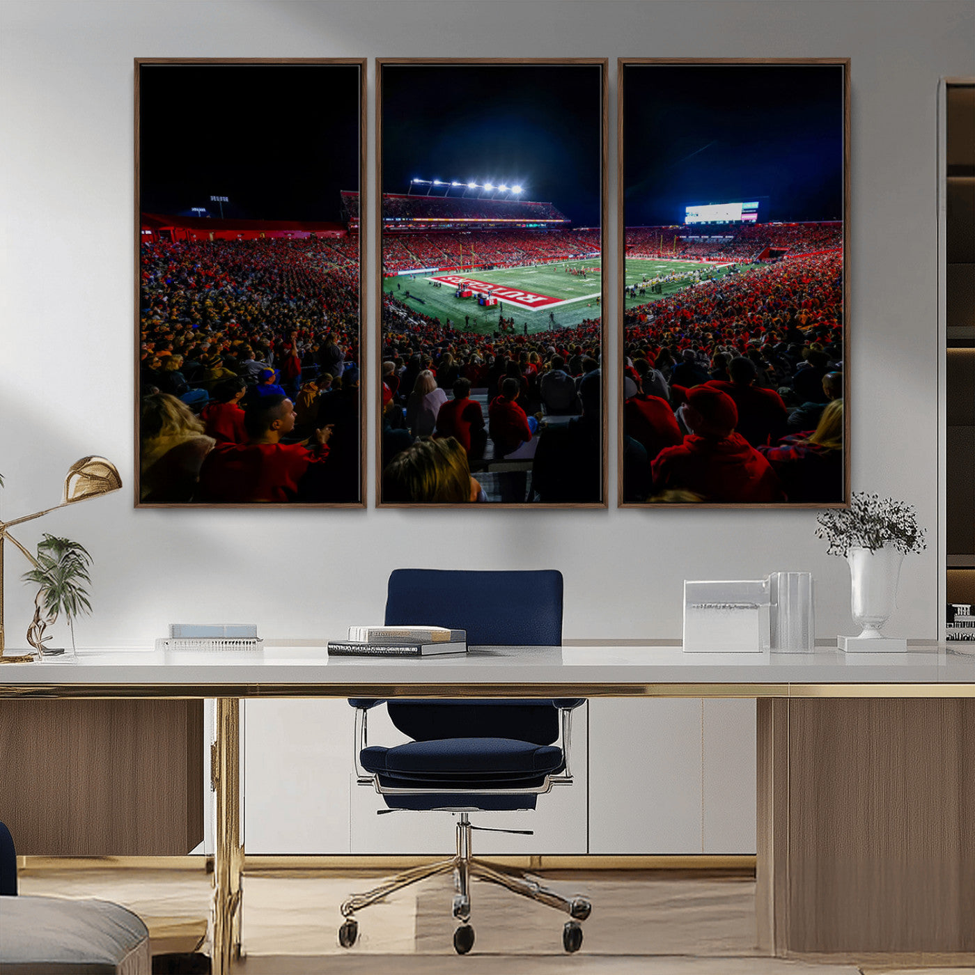 MGV-FC-48X32-3P - Rutgers Scarlet Knights Football Team Print - SHI Stadium, Piscataway Wall Art Canvas Print