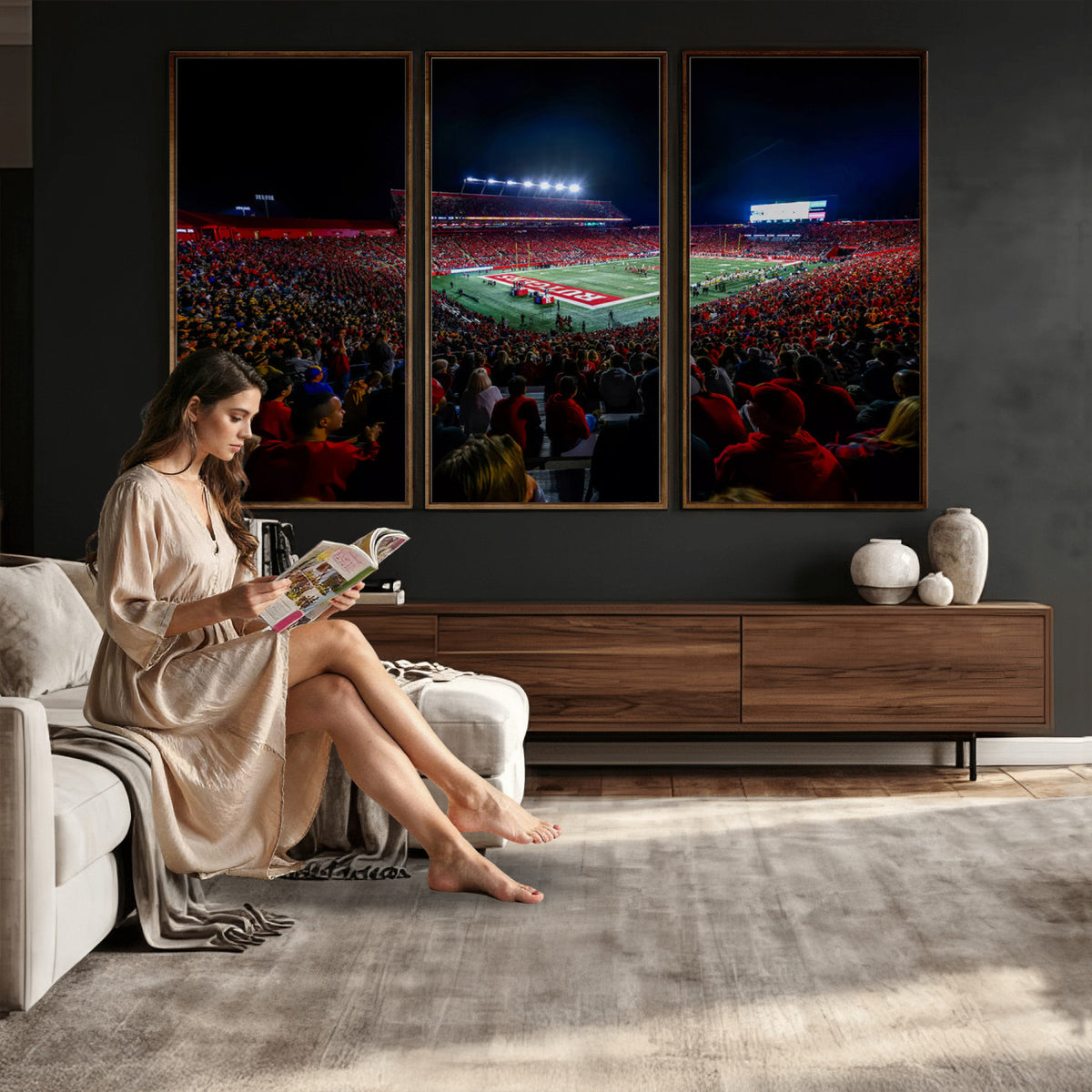 18115-PAN-FL-20X10 - Rutgers Scarlet Knights Football Team Print - SHI Stadium, Piscataway Wall Art Canvas Print