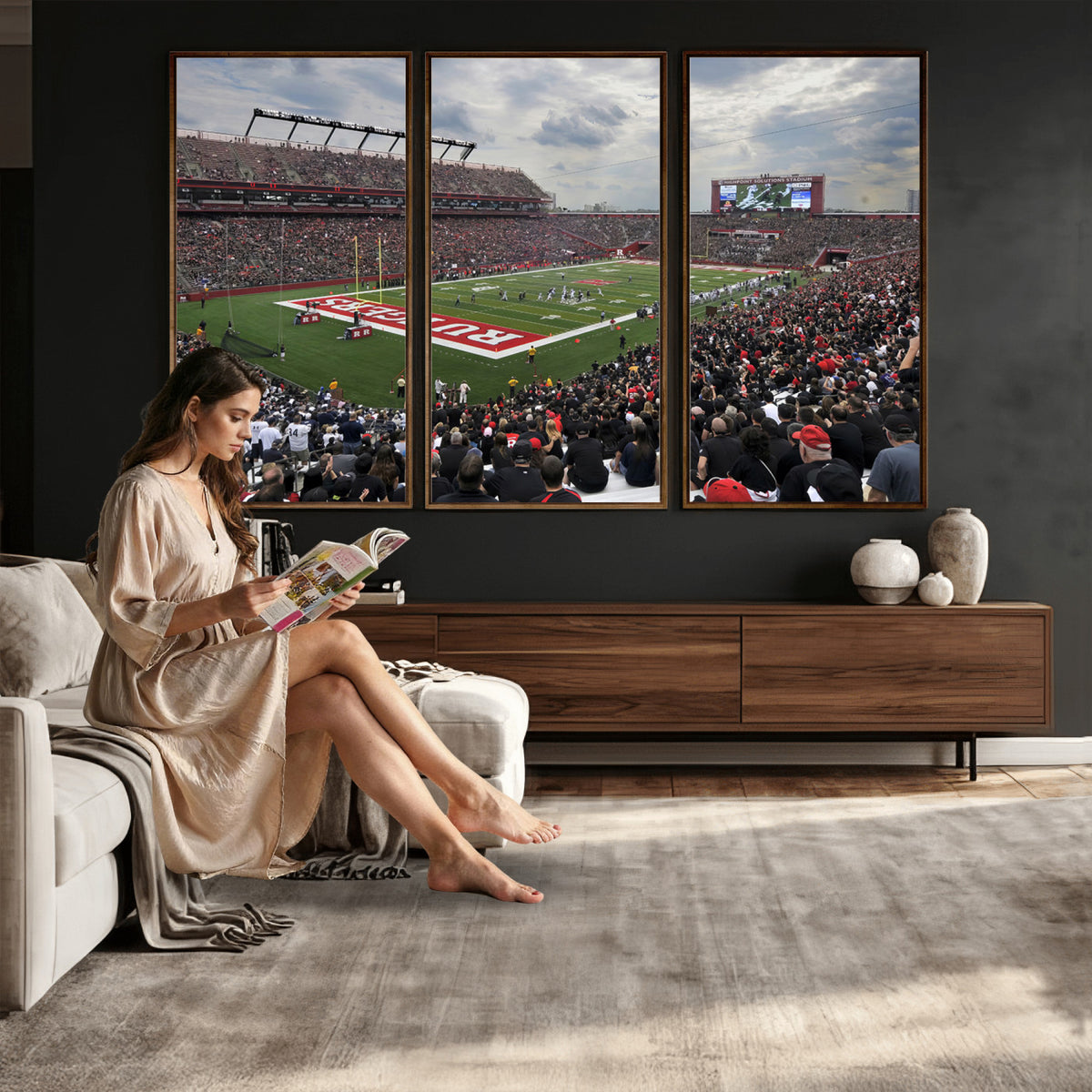 66777-MGV-CV-36X24 - Rutgers Scarlet Knights Football Team Print, SHI Stadium