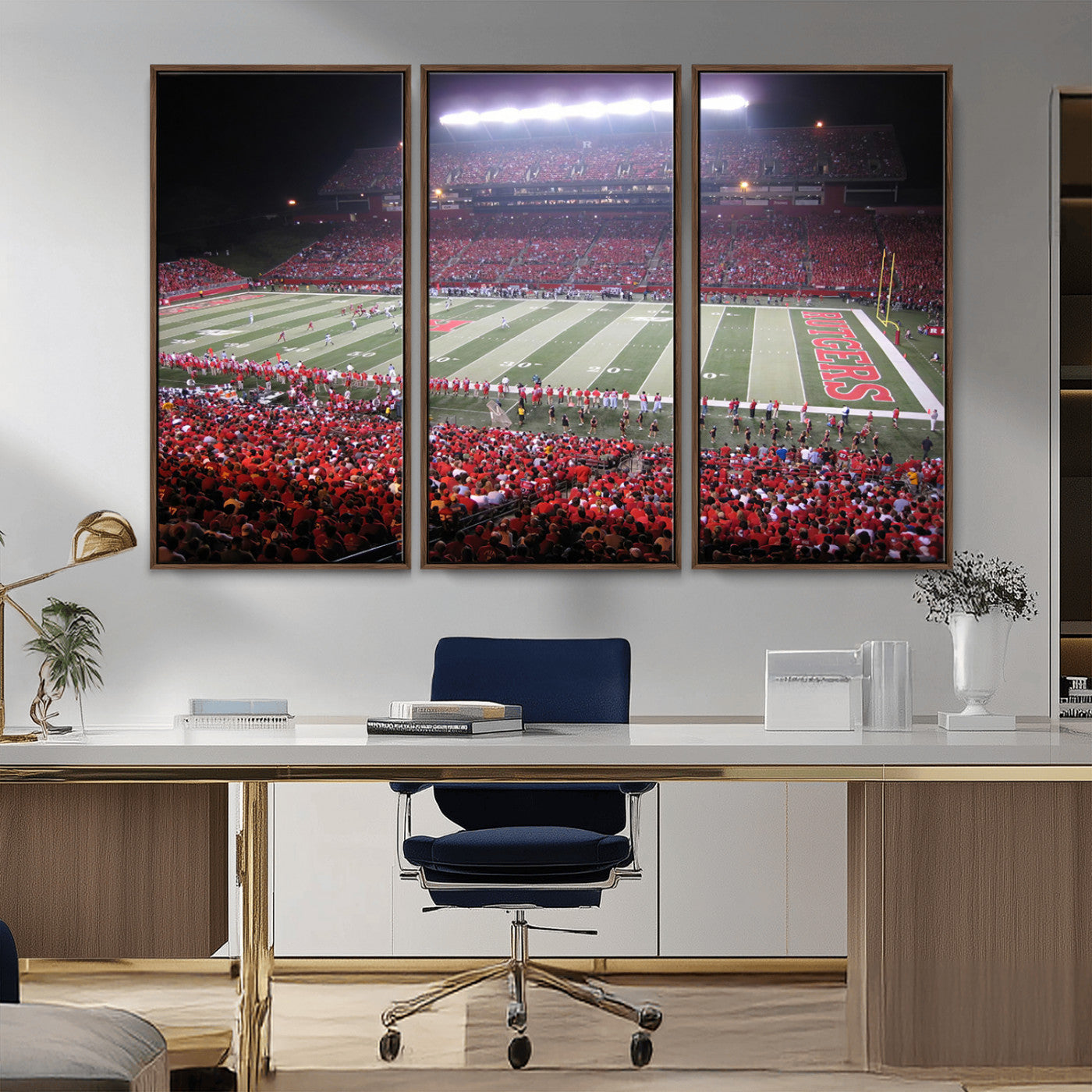 MGV-FC-48X32-3P - Rutgers University Scarlet Knights Football Team Print - Piscataway SHI Stadium Wall Art Canvas