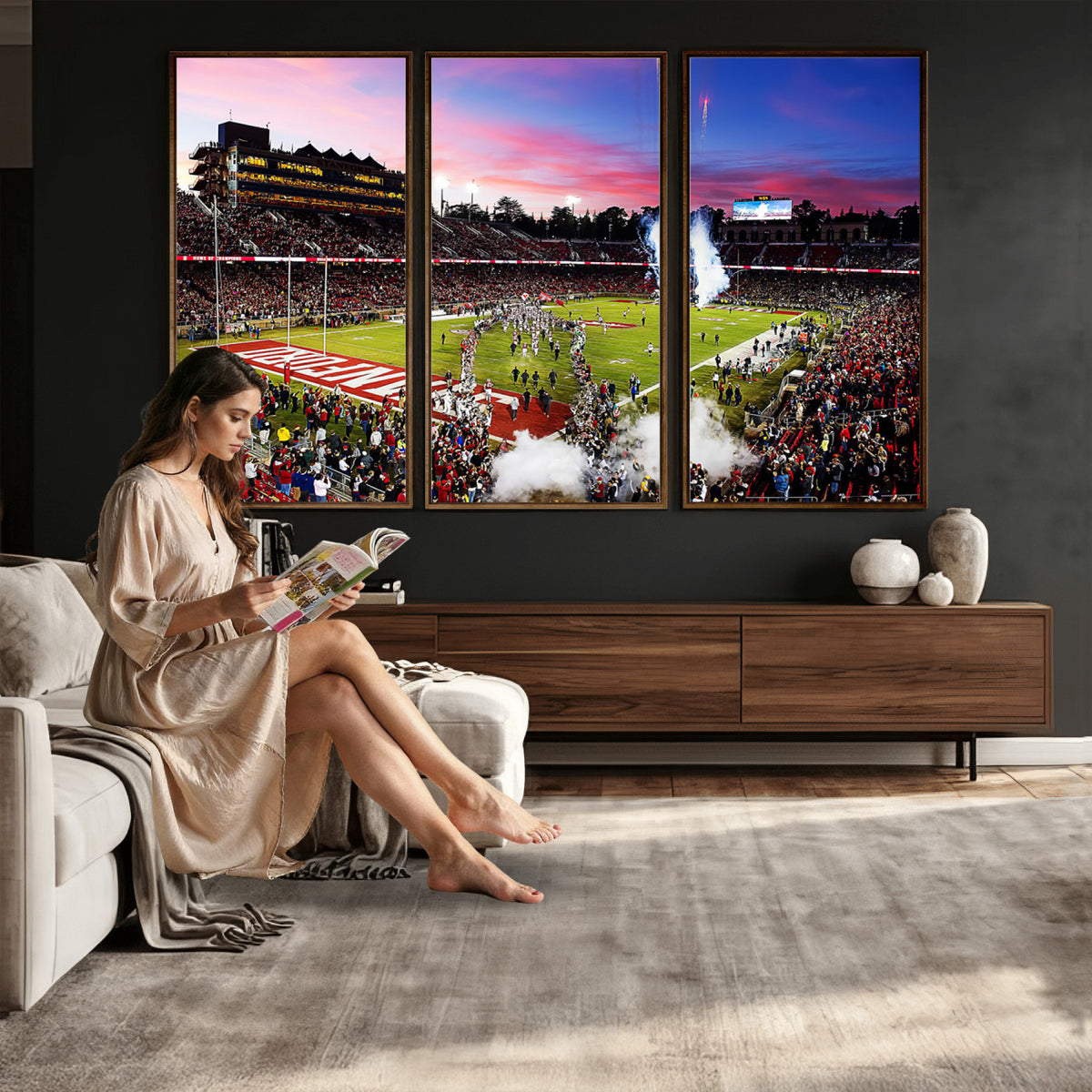 25557-PAN-FL-20X10 - Stanford University Cardinal Football Team Print - Stanford Stadium Wall Art Canvas Print