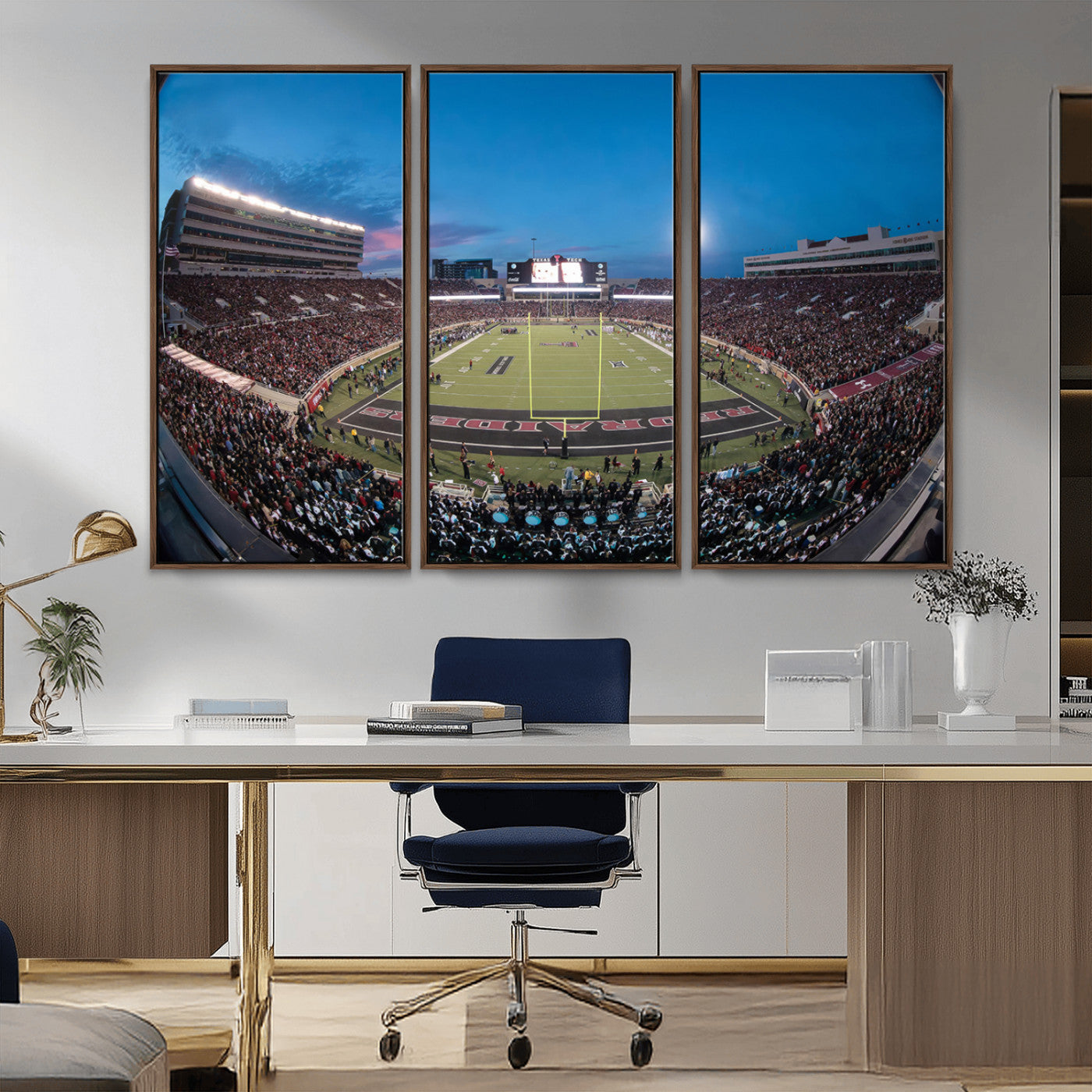 MGV-FC-48X32-3P - Texas Tech Red Raiders Canvas, Framed Football Team Print - Lubbock Jones AT&T Stadium Wall Art