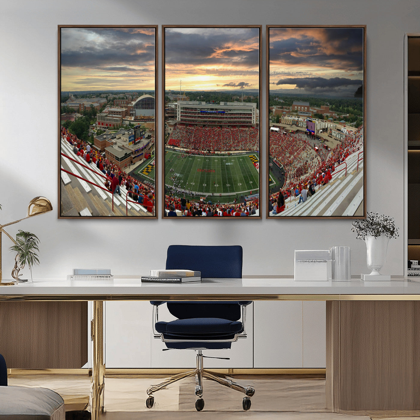 MGV-FC-48X32-3P - University of Maryland Terrapins Football Team Print - College Park SECU Stadium Wall Art Canvas