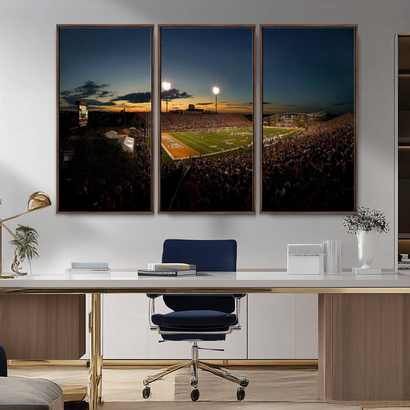 MGV-FC-48X32-3P - Ball State Cardinals Football Team Print - Muncie Scheumann Stadium Wall Art Canvas Print