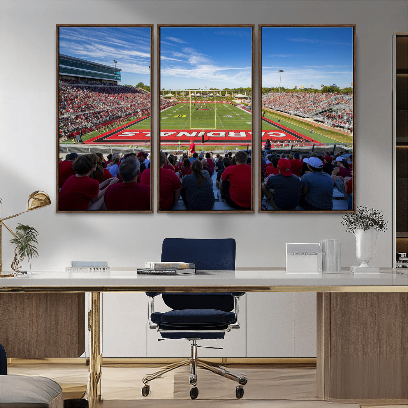 MGV-FC-48X32-3P - Ball State Cardinals Football Team Print - Muncie Scheumann Stadium Wall Art Canvas Print