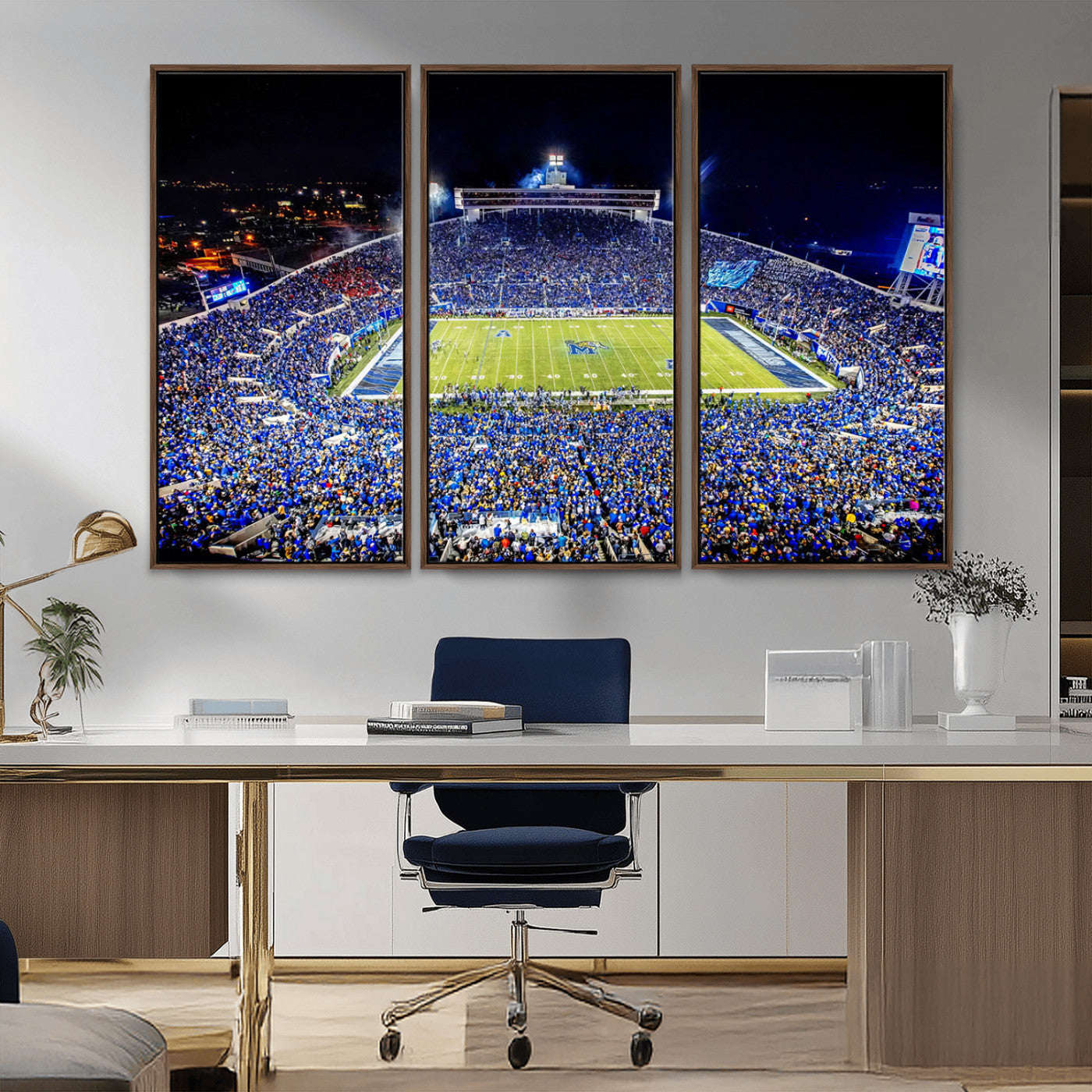 MGV-FC-48X32-3P - University of Memphis Tigers Football Team Print - Memphis Simmons Bank Liberty Stadium Wall Art