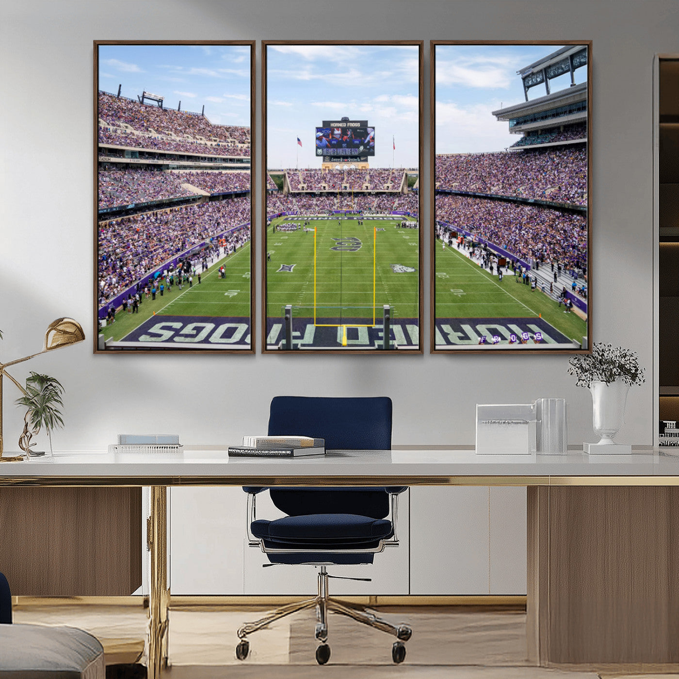 MGV-FC-48X32-3P - TCU Horned Frogs Football Team Print - Fort Worth Amon G. Carter Stadium Wall Art Canvas Print