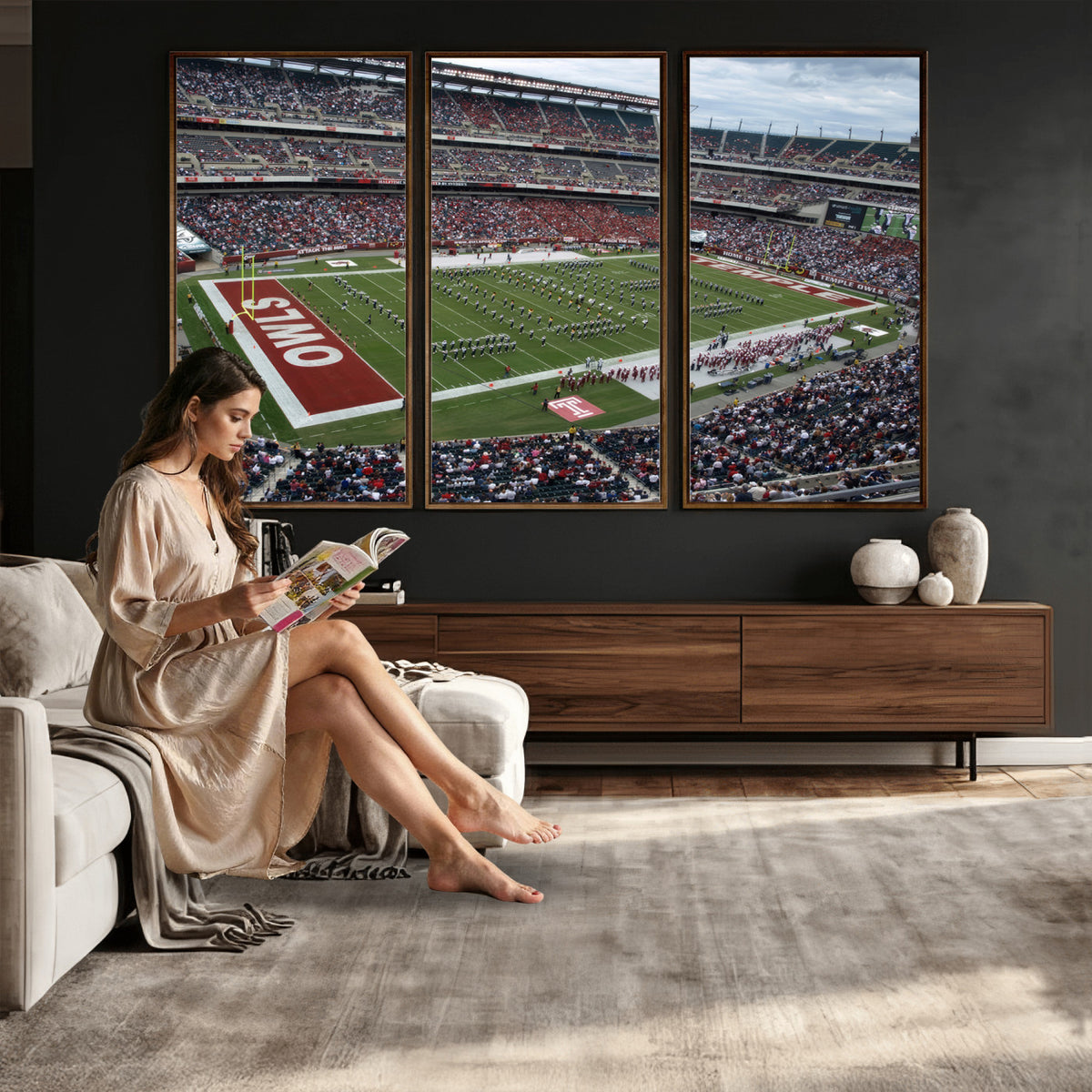 15310-PAN-FL-20X10 - The Temple University Owls Athletics Team Print - Philadelphia Lincoln Financial Field Stadium Wall
