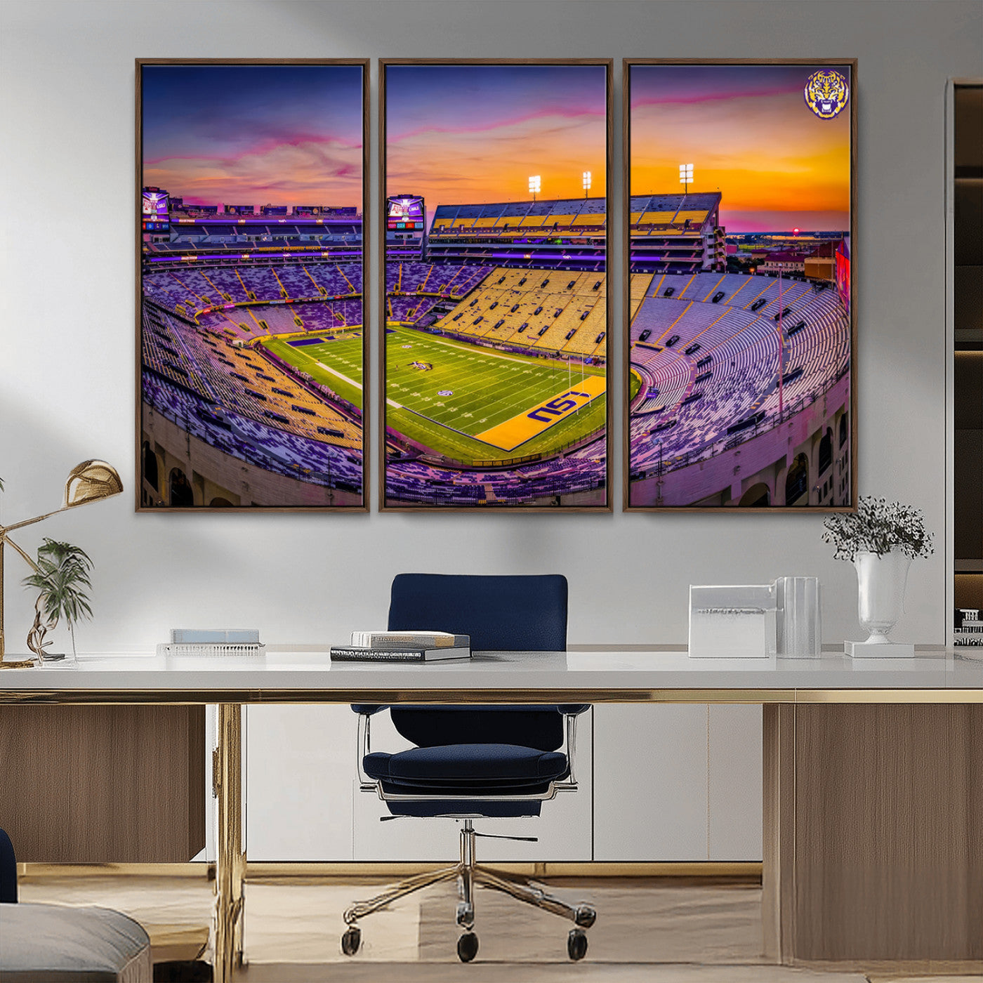 93538-MGV-CV-36X24-The Louisiana State University Tigers Football Team Print - Baton Rouge Tiger Stadium Wall Art