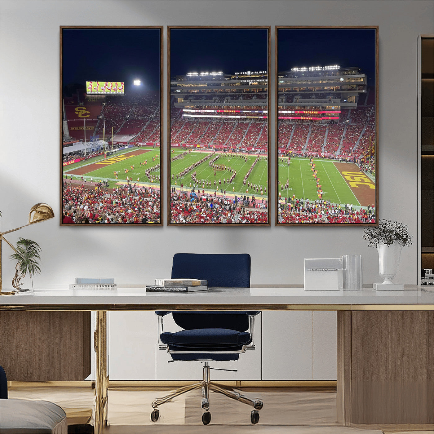 MGV-FC-48X32-3P - The University of Southern California USC Trojans Football Team Print - Los Angeles Memorial