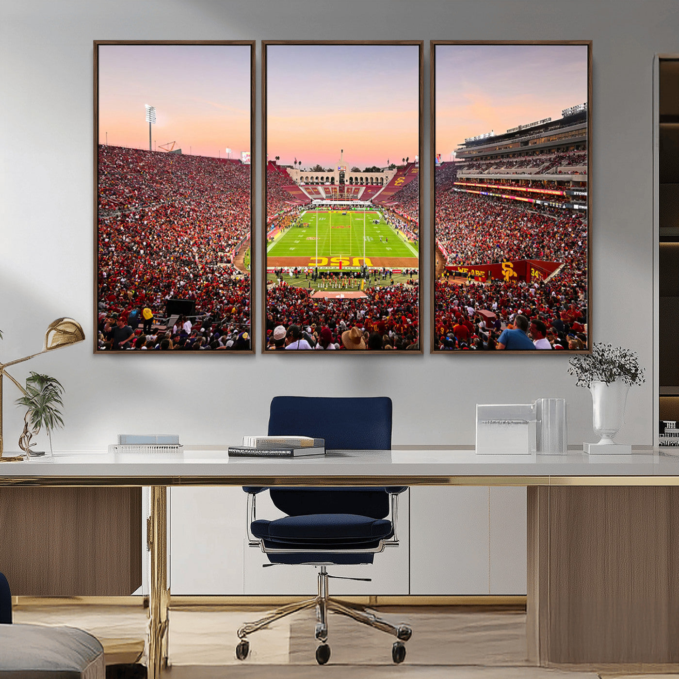 MGV-FC-48X32-3P - The University of Southern California USC Trojans Football Team Print - Los Angeles Memorial