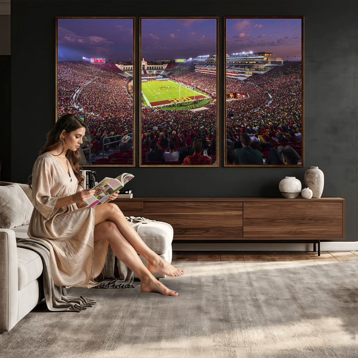 73373-MGV-CV-36X24 - The University of Southern California USC Trojans Football Team Print, Extra Large Game Room Wall Decor
