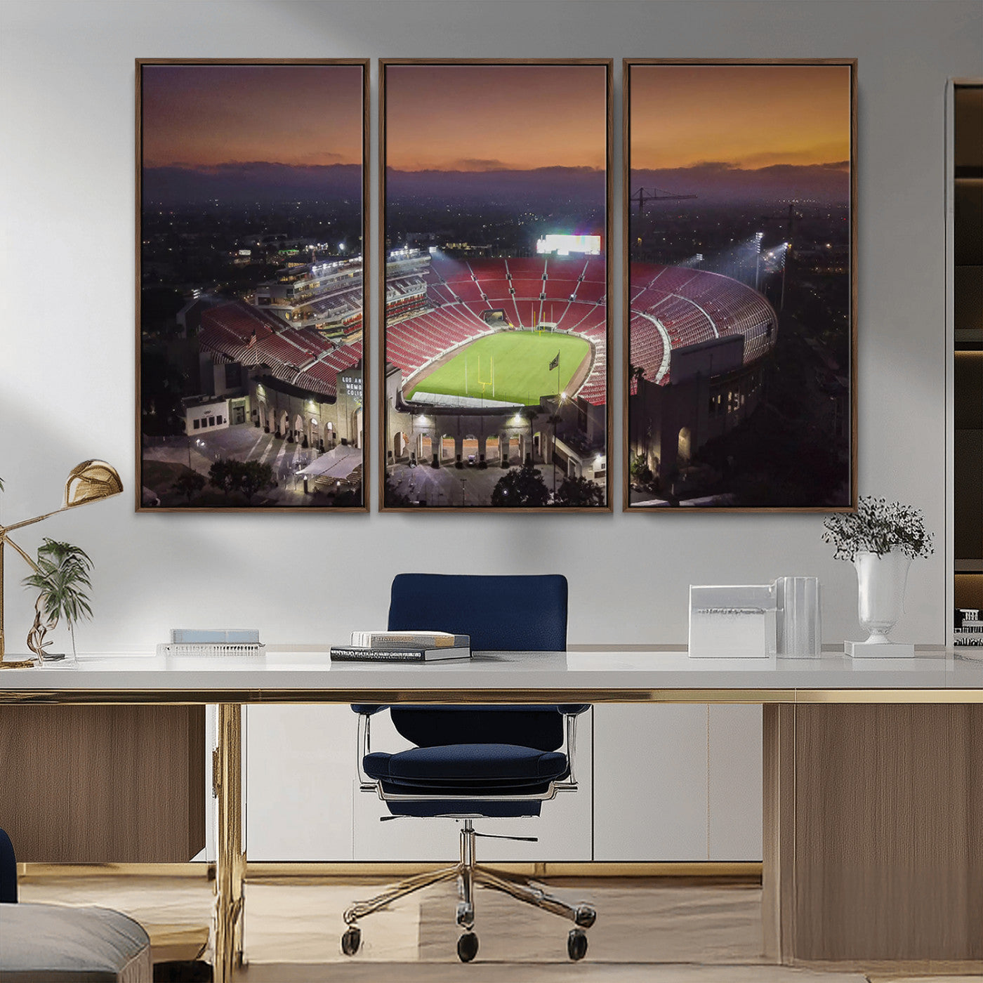 MGV-FC-48X32-3P - The University of Southern California USC Trojans Football Team Print - Los Angeles Memorial