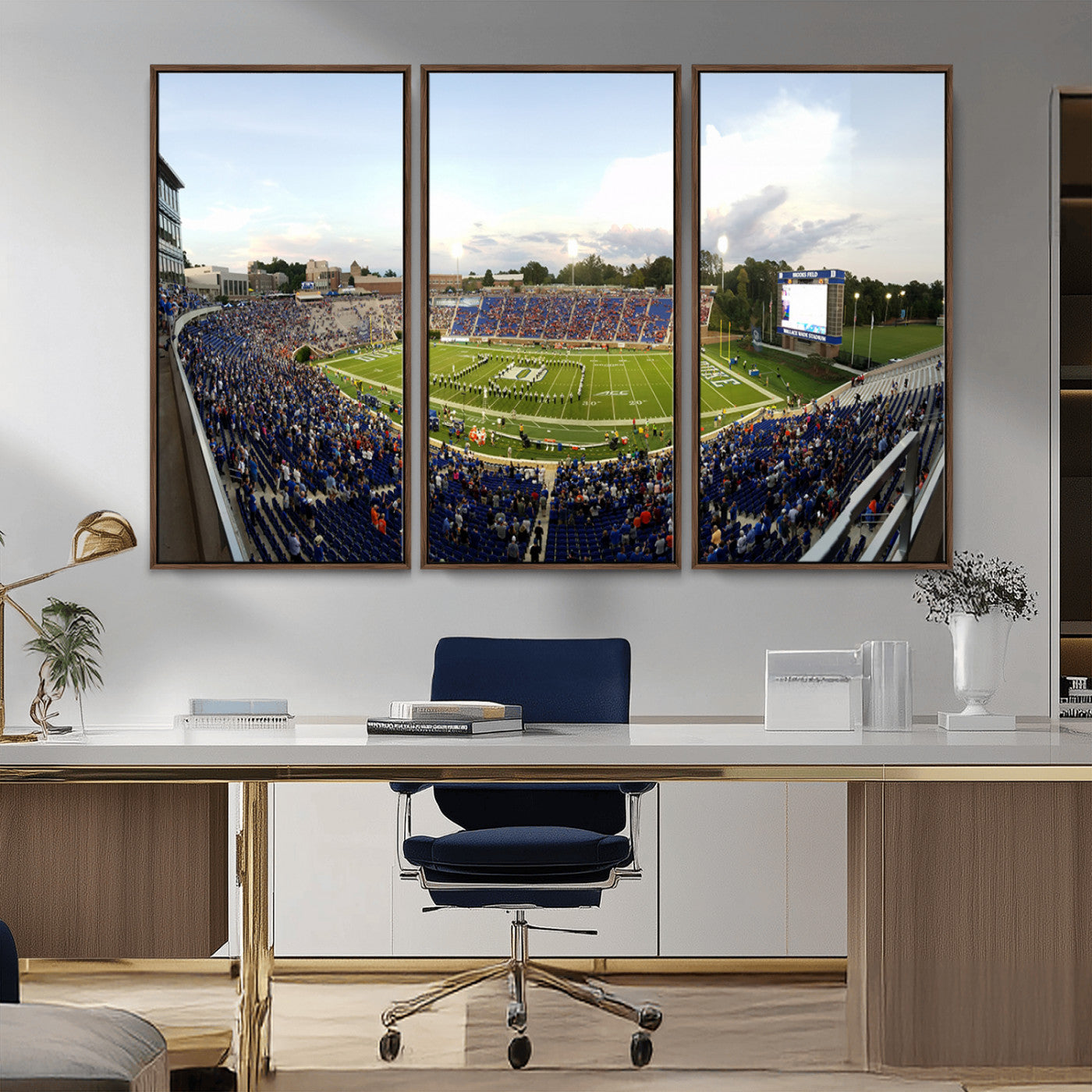 MGV-FC-48X32-3P - The Duke University Blue Devils Football Team Print - Durham Wallace Wade Stadium Wall Art Canvas