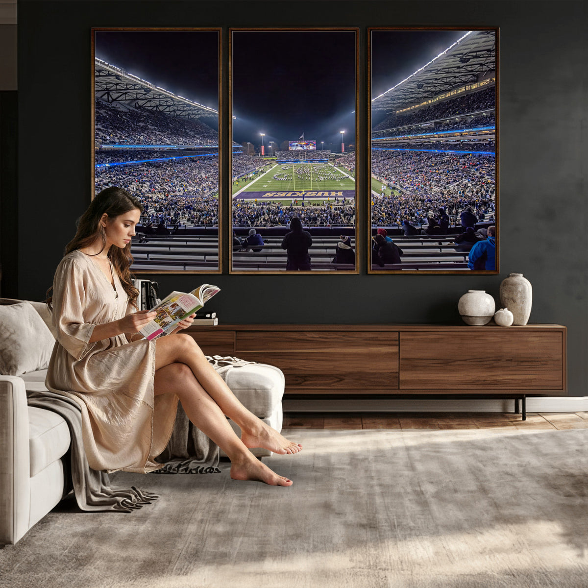 85780-MGV-CV-36X24 - The University of Washington Huskies Football Team Print, Extra Large Game Room Wall Decor