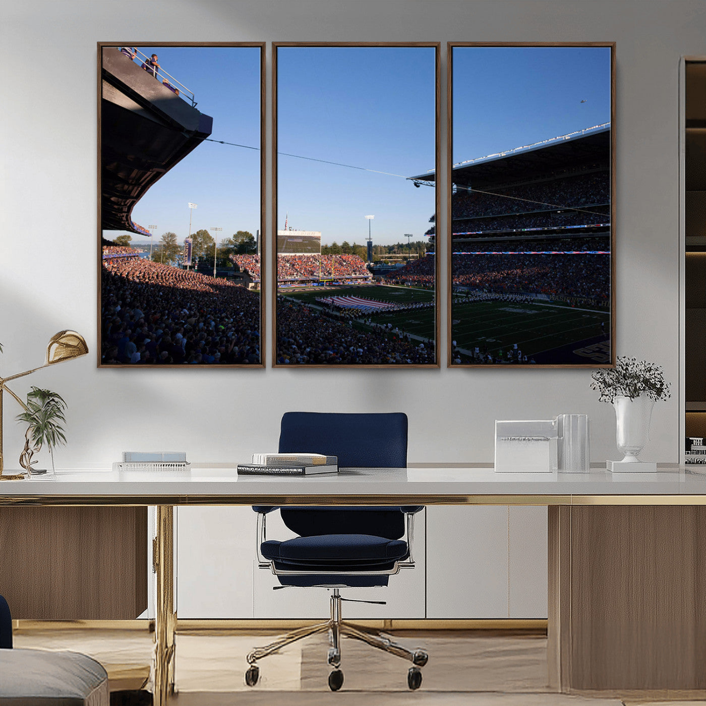 MGV-FC-48X32-3P - The University of Washington Huskies Football Team Print - Seattle Husky Stadium Wall Art Canvas