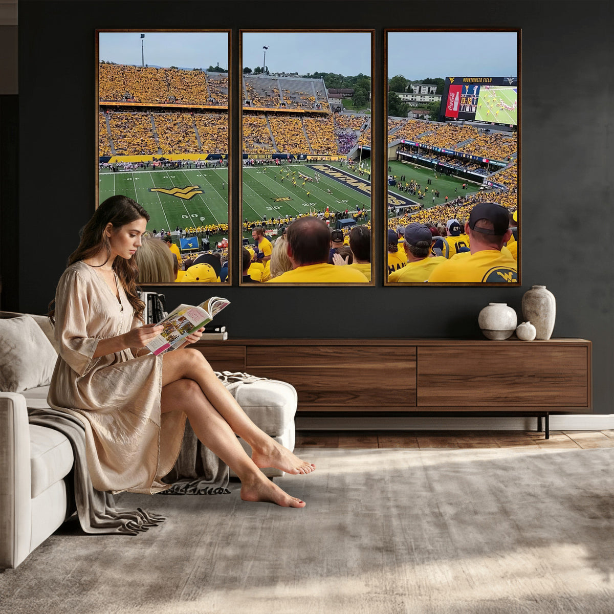 18056-MGV-CV-36X24 - Puskar Stadium Canvas Print Wall Art, Morgantown Print