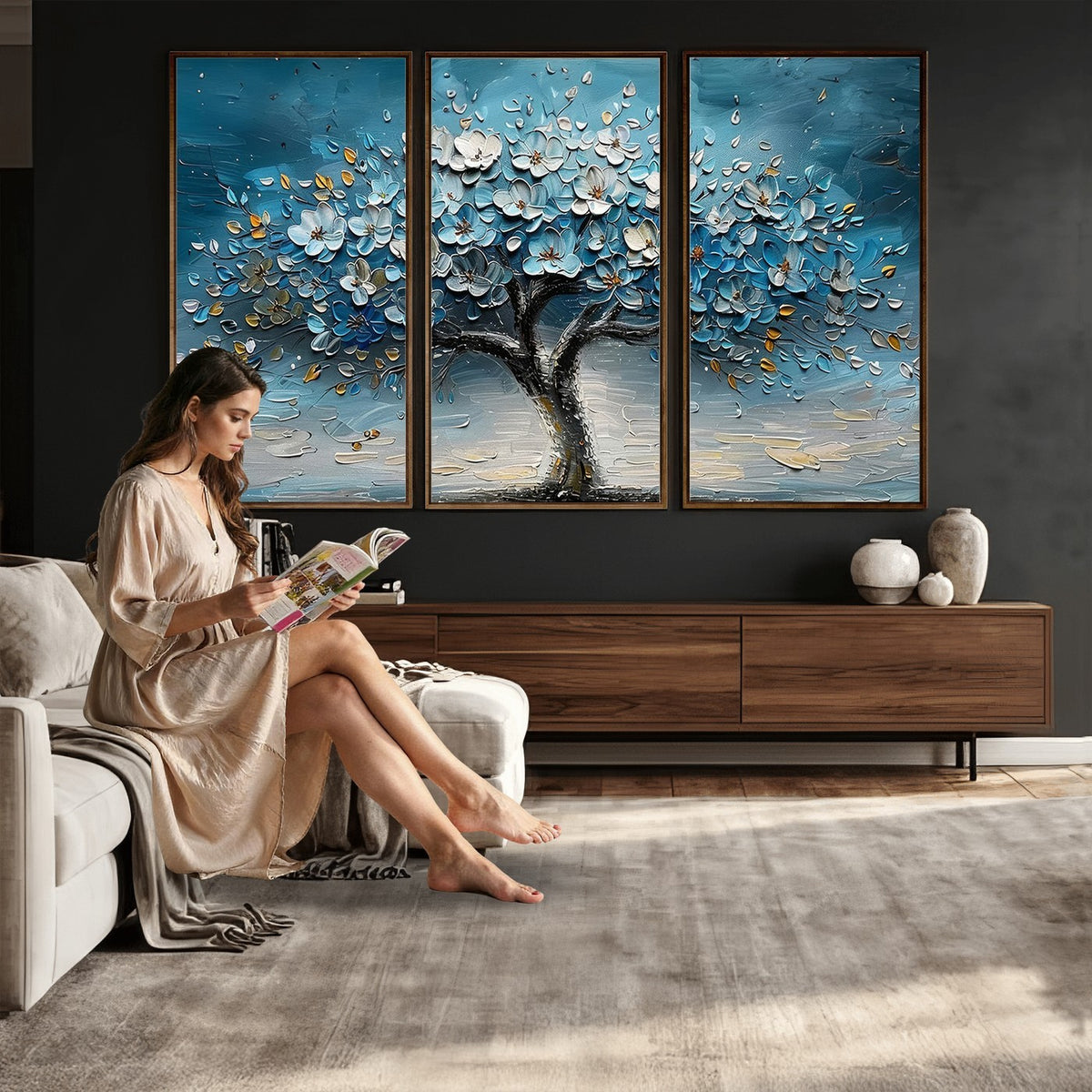 24109-_Poster-30x20 - Abstract Blooming Tree Wall Art Canvas Print, Floral Modern Home Decor