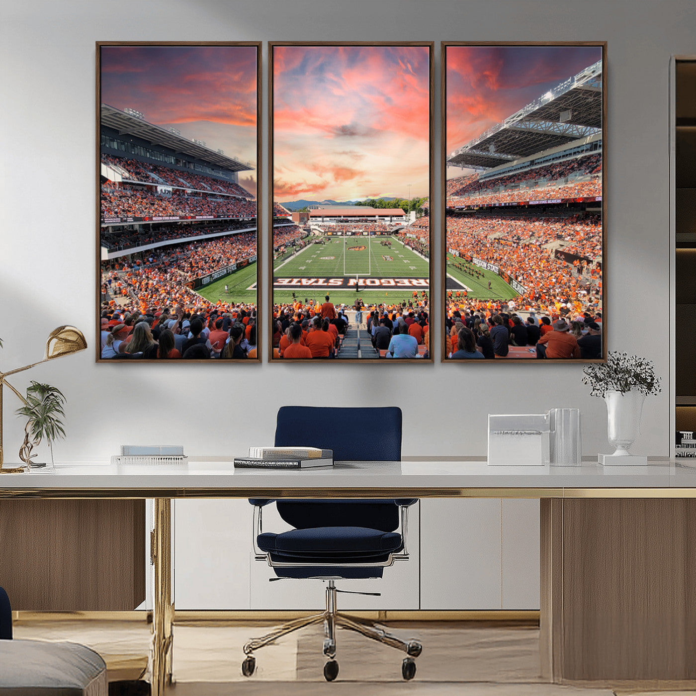 MGV-FC-48X32-3P - Oregon State Beavers Football Team Print - Corvallis Reser Stadium Wall Art Canvas Print