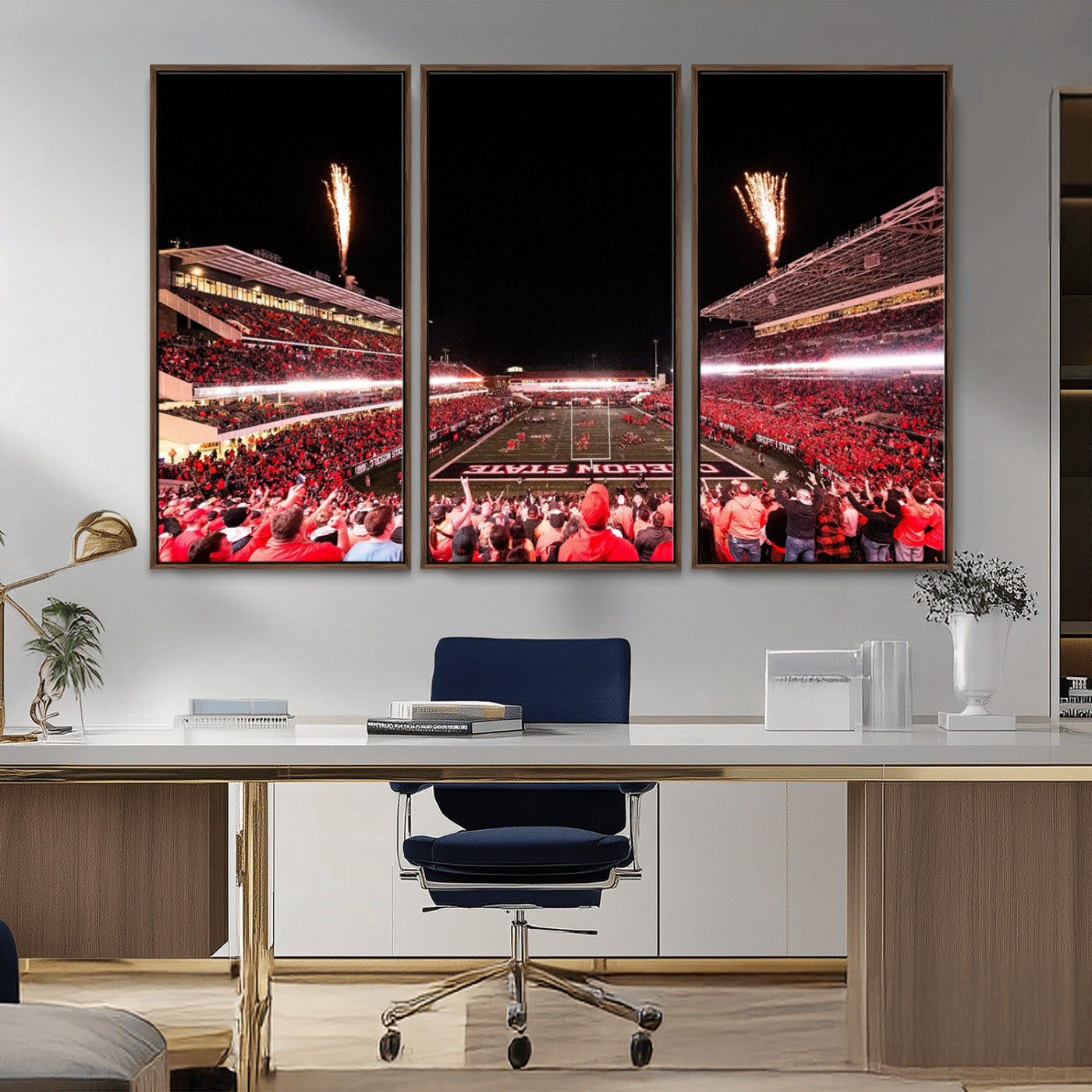 MGV-FC-48X32-3P - Oregon State Beavers Football Team Print - Corvallis Reser Stadium Wall Art Canvas Print