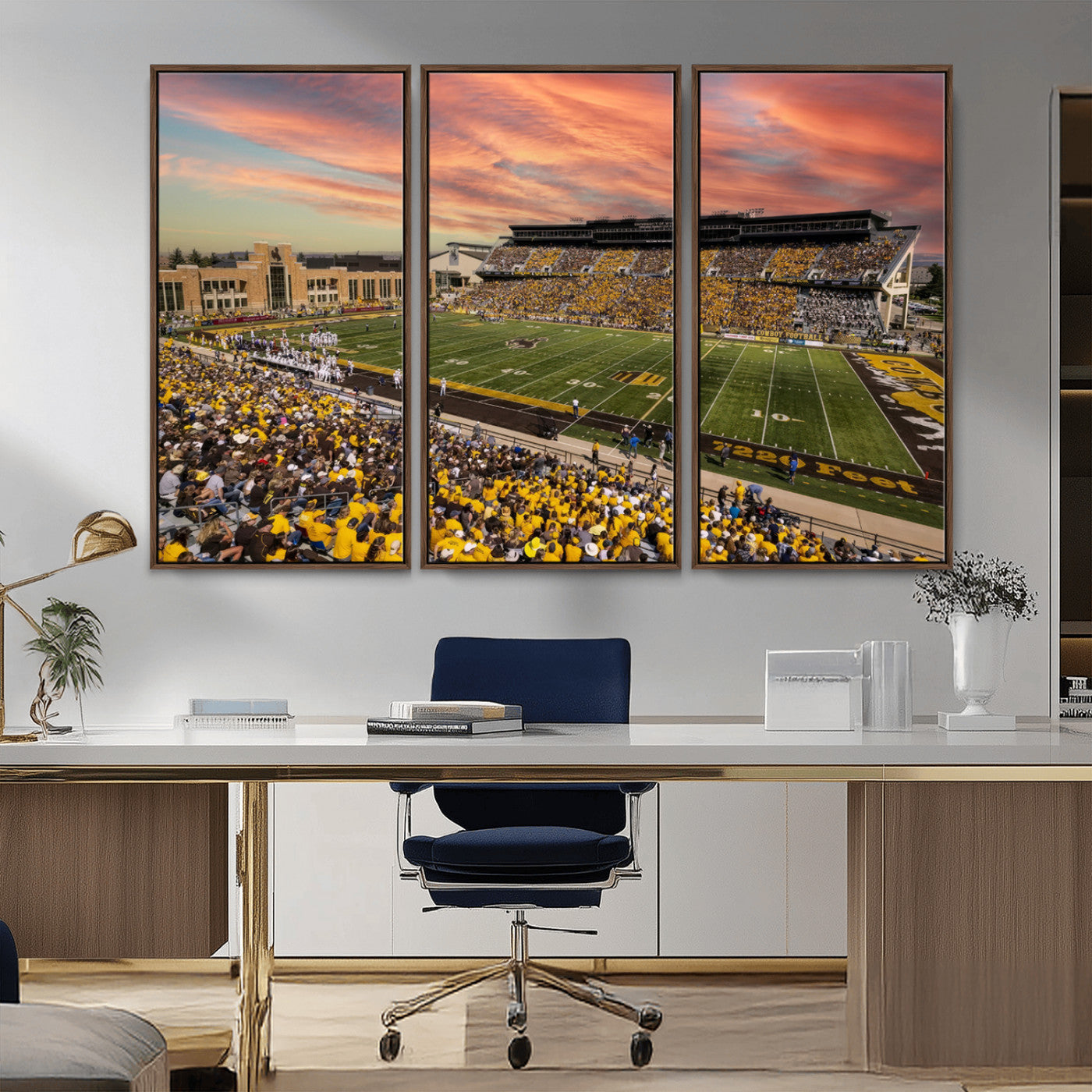 MGV-FC-48X32-3P - University of Wyoming Cowboys Football Team Print - Laramie Jonah Field War Memorial Stadium Wall