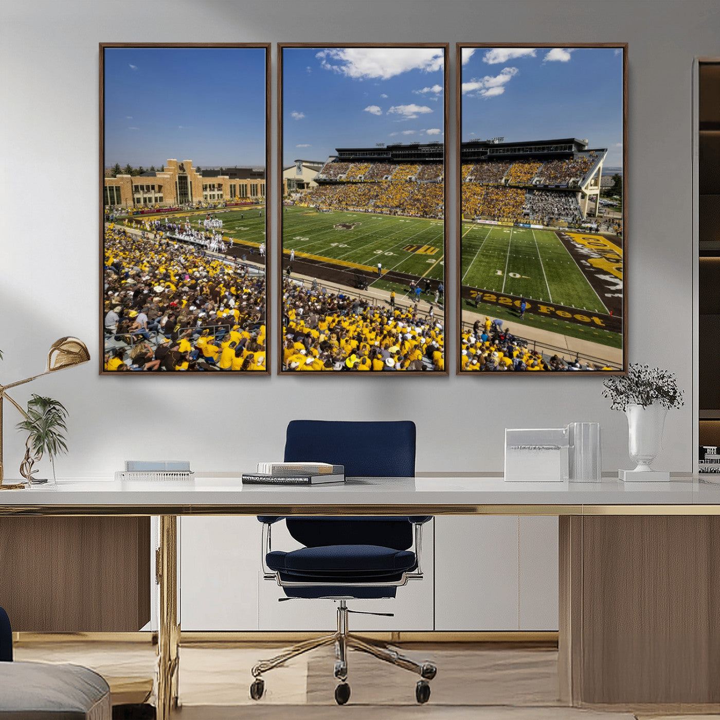 MGV-FC-48X32-3P - University of Wyoming Cowboys Football Team Print - Laramie Jonah Field War Memorial Stadium Wall