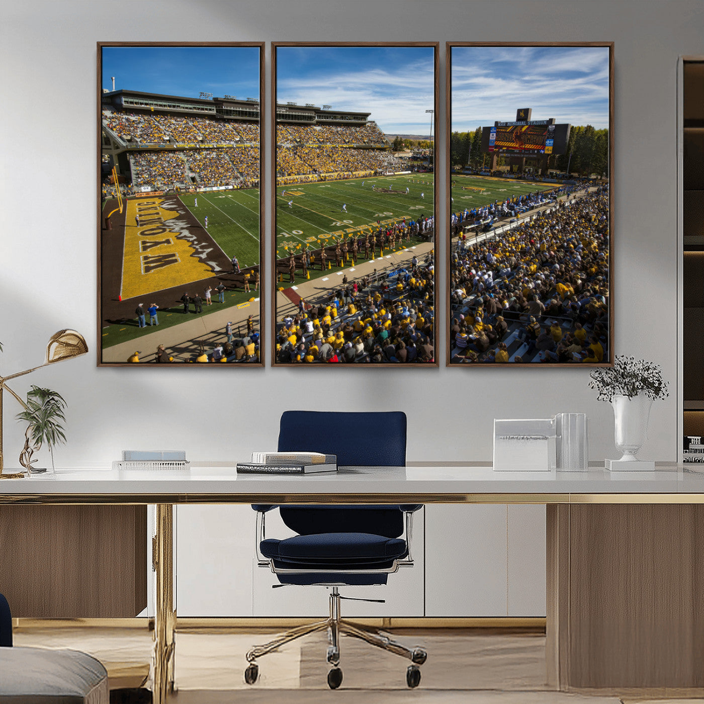 MGV-FC-48X32-3P - University of Wyoming Cowboys Football Team Print - Laramie Jonah Field War Memorial Stadium Wall