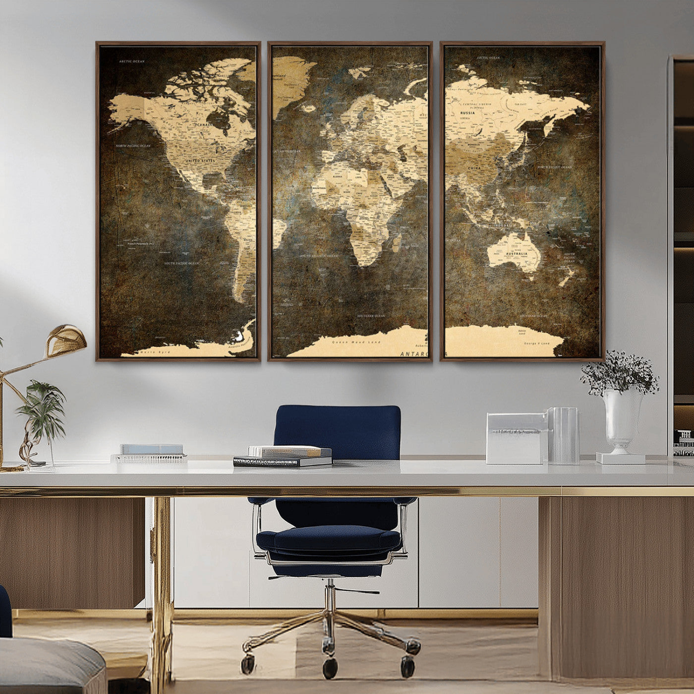 MGV-FC-48X32-3P - Push Pin World Map Canvas Print – Framed Wall Art for Couples to Track Their Travels – Anniversary