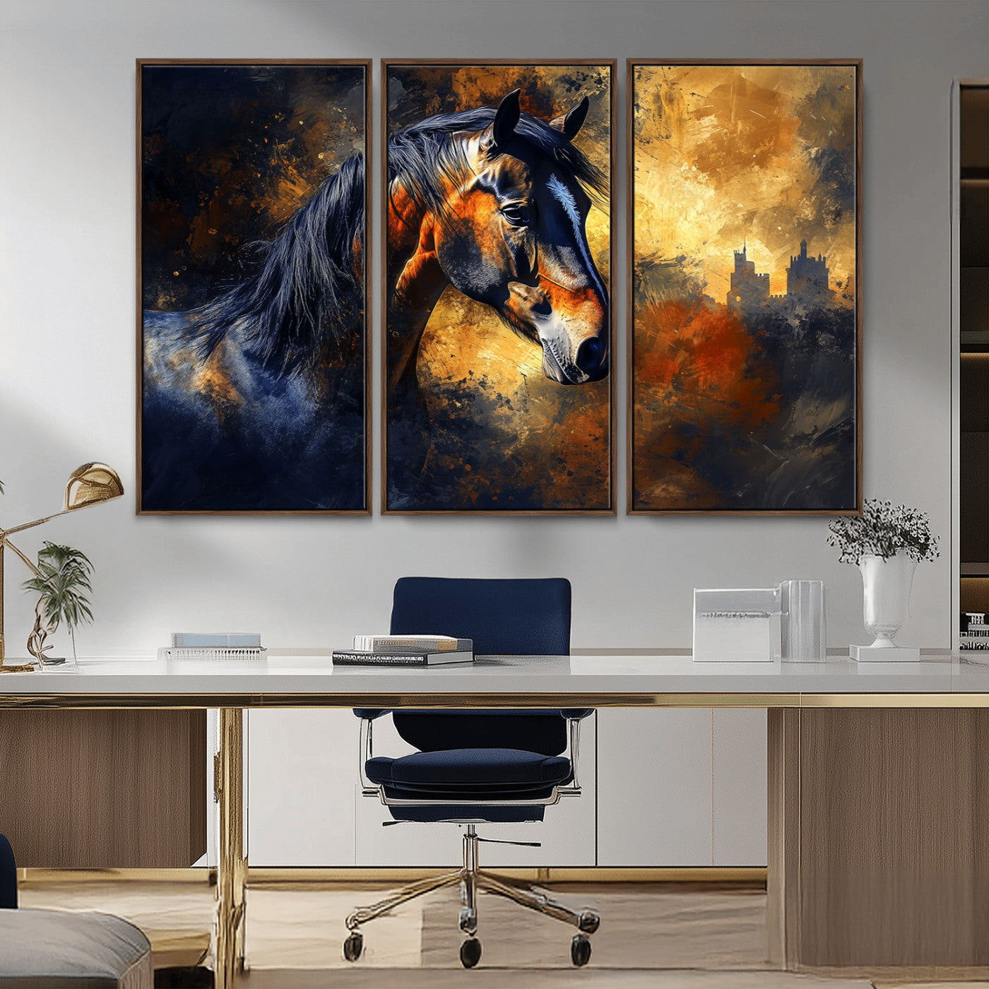 MGV-FC-48X32-3P - Abstract Horse Art Print - Abstract Canvas Wall Art | Perfect for Rustic Farmhouse, Modern, or