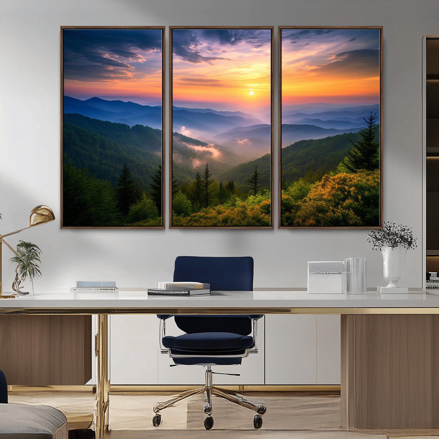 MGV-FC-48X32-3P - Majestic Mountain Sunrise Print | Landscape Wall Art | Canvas Print Ready to Hang | Farmhouse Wall