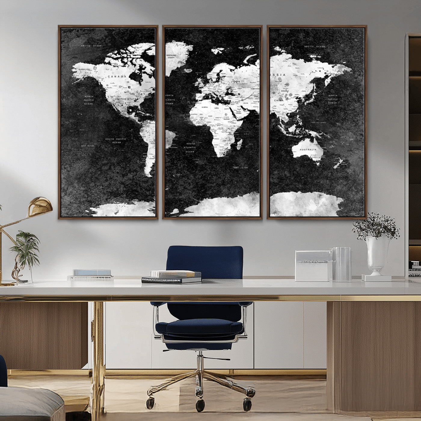 MGV-FC-48X32-3P - Push Pin World Map Canvas Print – Framed Wall Art for Couples to Track Their Travels – Anniversary